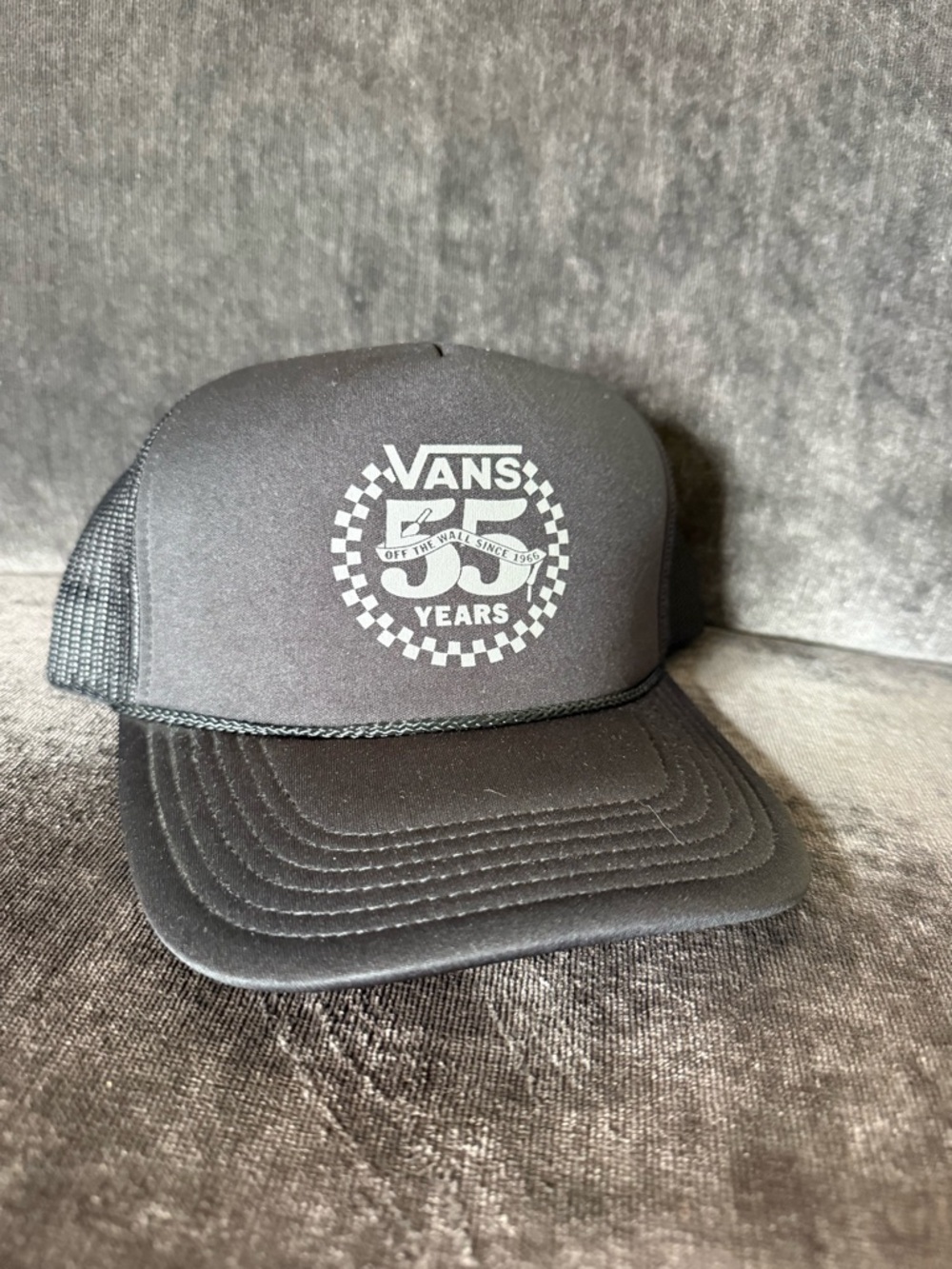 Vans 55th Anniversary Black Logo Trucker Hat with Rope Detail Adjustable great